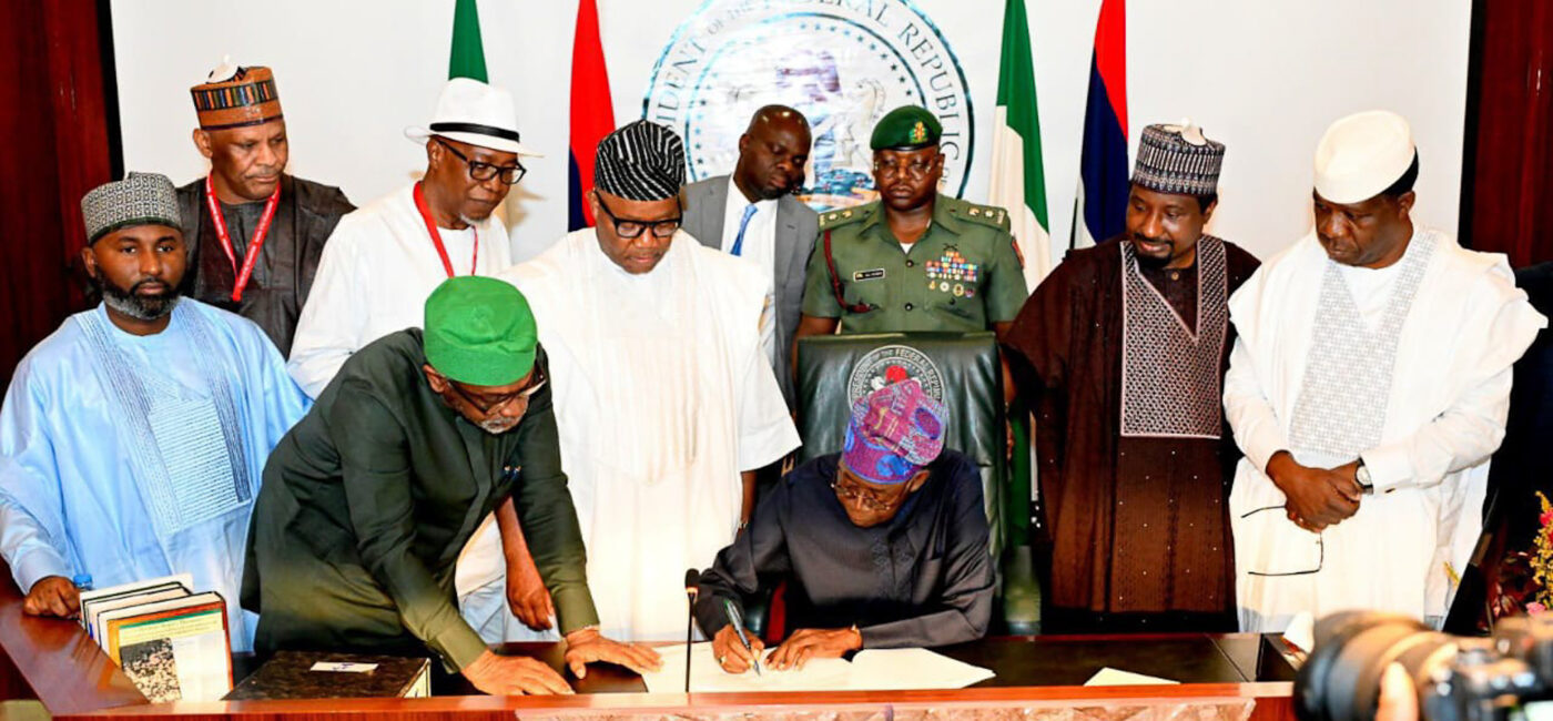 Tinubu signing minimum wage bill into law at presidential villa