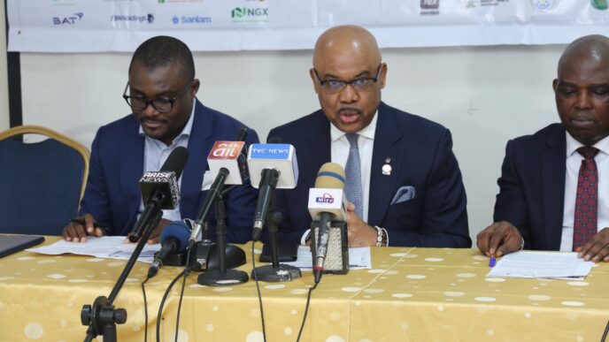 L-R: Oladapo Okuneye, regiatrar/CEO, Institute of Chartered Secretaries and Administrators of Nigeria; UK Eke, MFR, FIoD, chairman, board of governors, IoDCCG; Titus Osawe, director at the Financial Reporting Council of Nigeria (FRCN); and Nerus Ekezie, CEO IoDCCG.