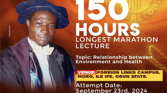 Nsikak Akpan is aiming to break the world record for longest lecture