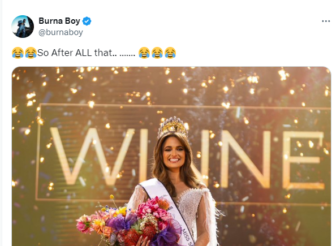 Burna Boy laughs at Miss South Africa winner