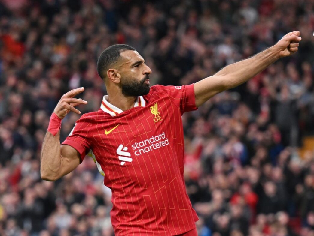 Salah celebrates his goal in Liverpool's EPL win over Brendford