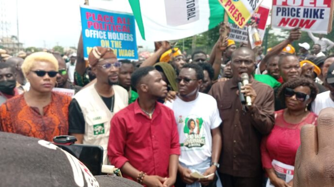 Protesters at Ojota, Lagos