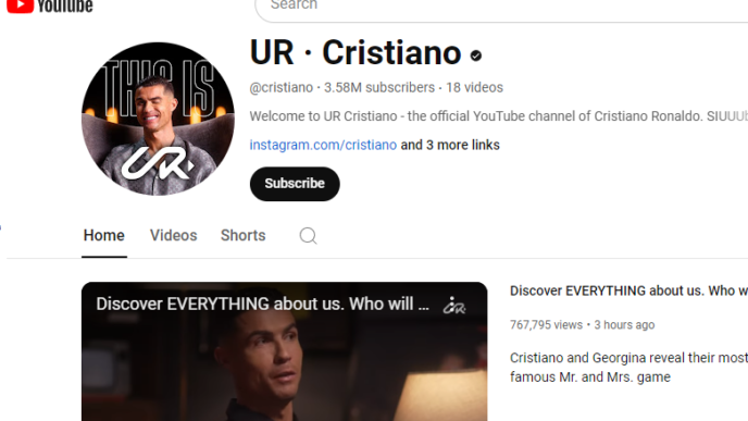 Ronaldo unveils YouTube channel