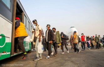 An illustrative image of young Nigerians enterting a tarmac shuttle.