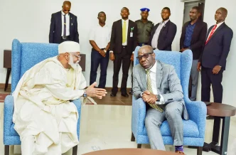 Abdulsalami Abubakar and Godwin Obaseki. Photo credit: Vanguard