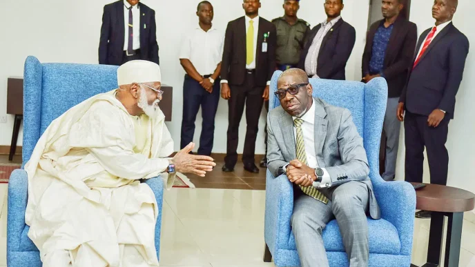 Abdulsalami Abubakar and Godwin Obaseki. Photo credit: Vanguard