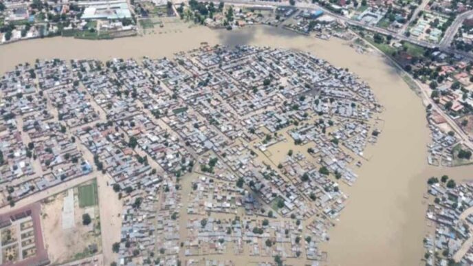 Flood ravages Maiduguri. Photo credit: @MusaGwary on X