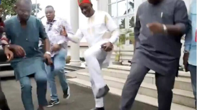 Charles Soludo participating in the viral gwo gwo dance