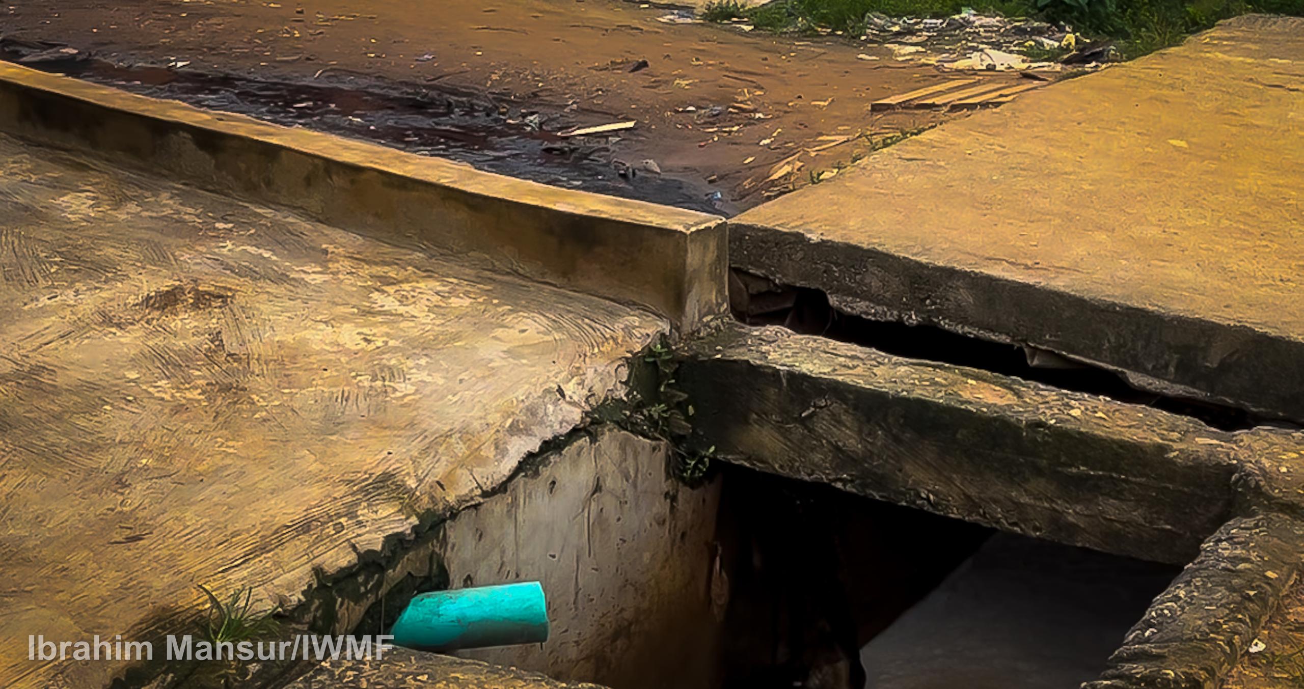 Leachate flowing into a drainage 