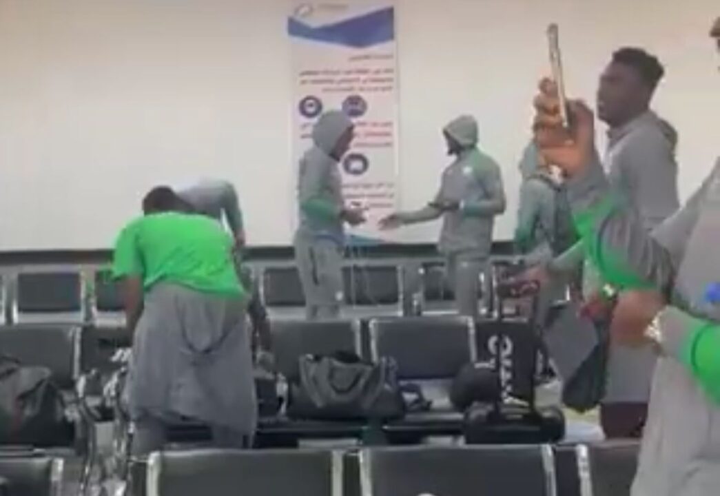 Super Eagles players landed at the Mallam Aminu Kano International Airport in Kano on Monday evening.