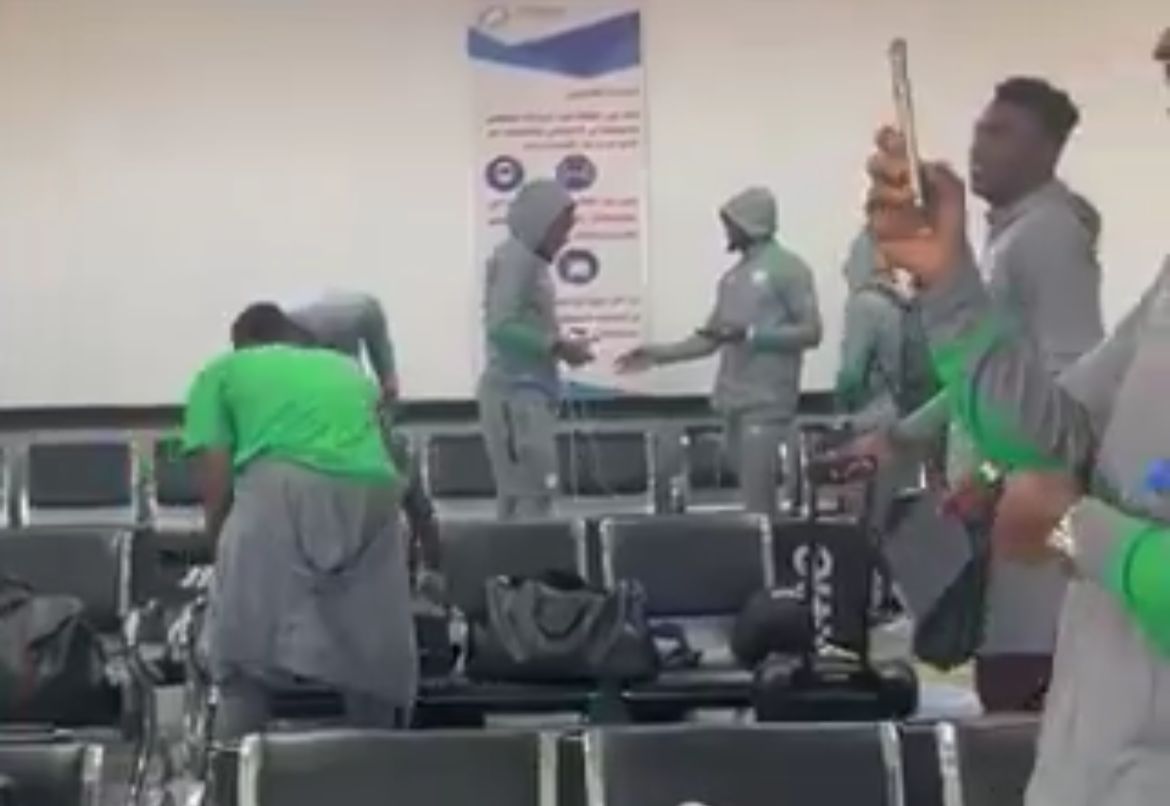 Super Eagles players landed at the Mallam Aminu Kano International Airport in Kano on Monday evening.