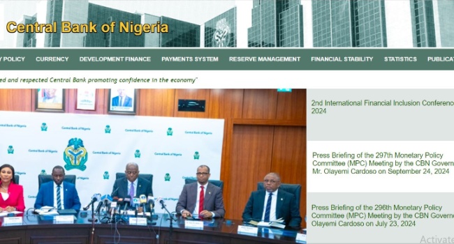 A screenshot of the CBN website