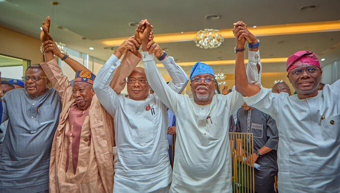 APC governors celebrate with Lucky Aiyedatiwa