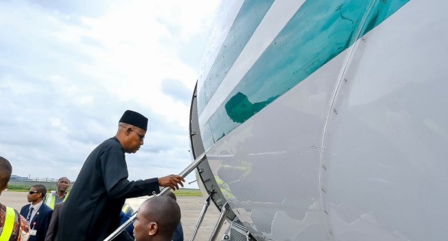 File photo of Vice-President Kashim Shettima departing Nigeria