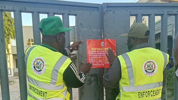 KADIRS officials sealing off a building