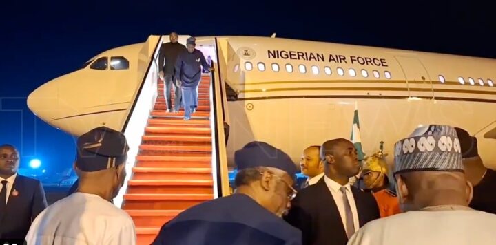 President Bola Tinubu returns from Saudi trip