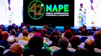 Mele Kyari, NNPC’s group chief executive officer (GCEO), delivering a keynote address at the 42nd Nigerian Association of Petroleum Explorationists (NAPE) annual international conference and exhibition in Lagos on November 11, 2024