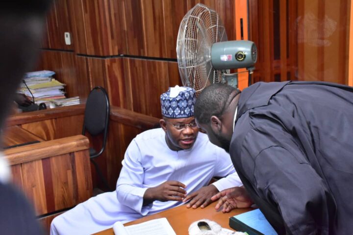 File photo. Yahaya Bello in court