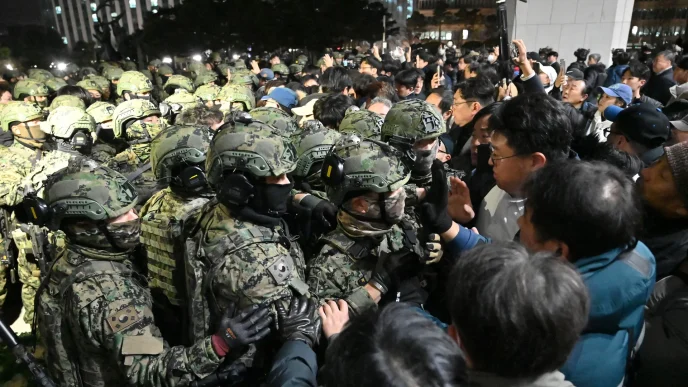 South Korea martial law declaration prevented lawmakers from accessing parliament. Photo credit: Axios