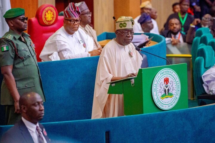 President Bola Tinubu presenting the 2025 budget to lawmakers at the national assembly on December 18, 2024