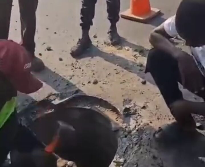 A vandalised manhole in Abuja