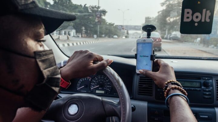 A driver working for Bolt, an e-hailing transport company