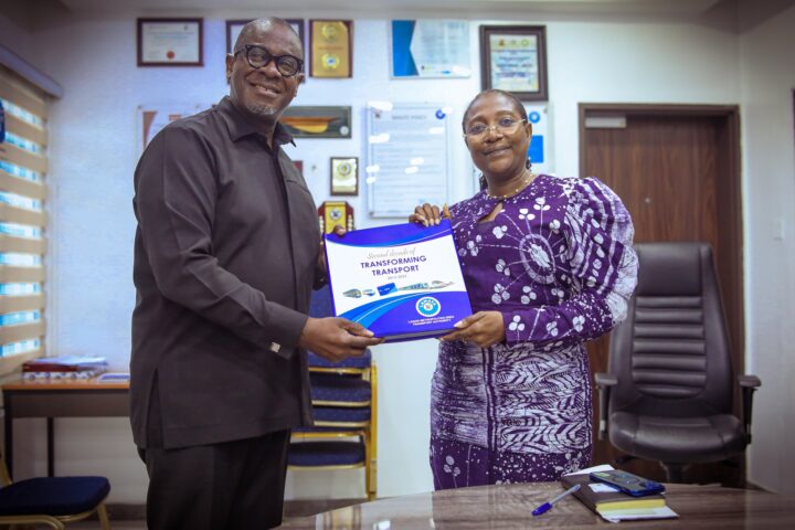 Solomon Quaynor, the AfDB vice-president for private sector infrastructure and industrialisation, and Abimbola Akinajo, the managing director of LAMATA, after a tour of the Lagos blue rail line on January 9, 2025