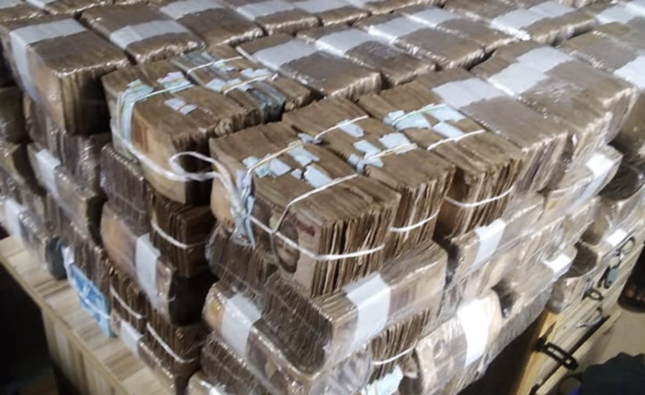 stacks of Naira bundles