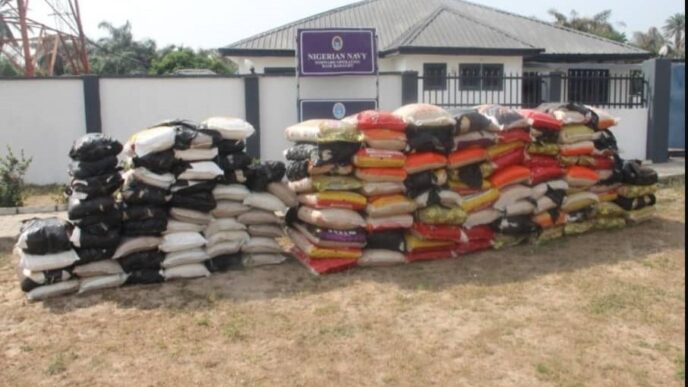 bags of rice seized by the Nigerian Navy