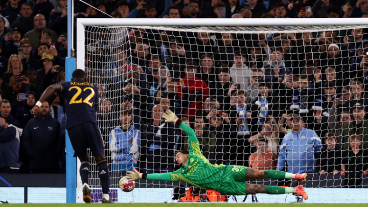 Antonio Rudiger scores the winning penalty as Real Madrid defeat Man City in UCL quater-final last season