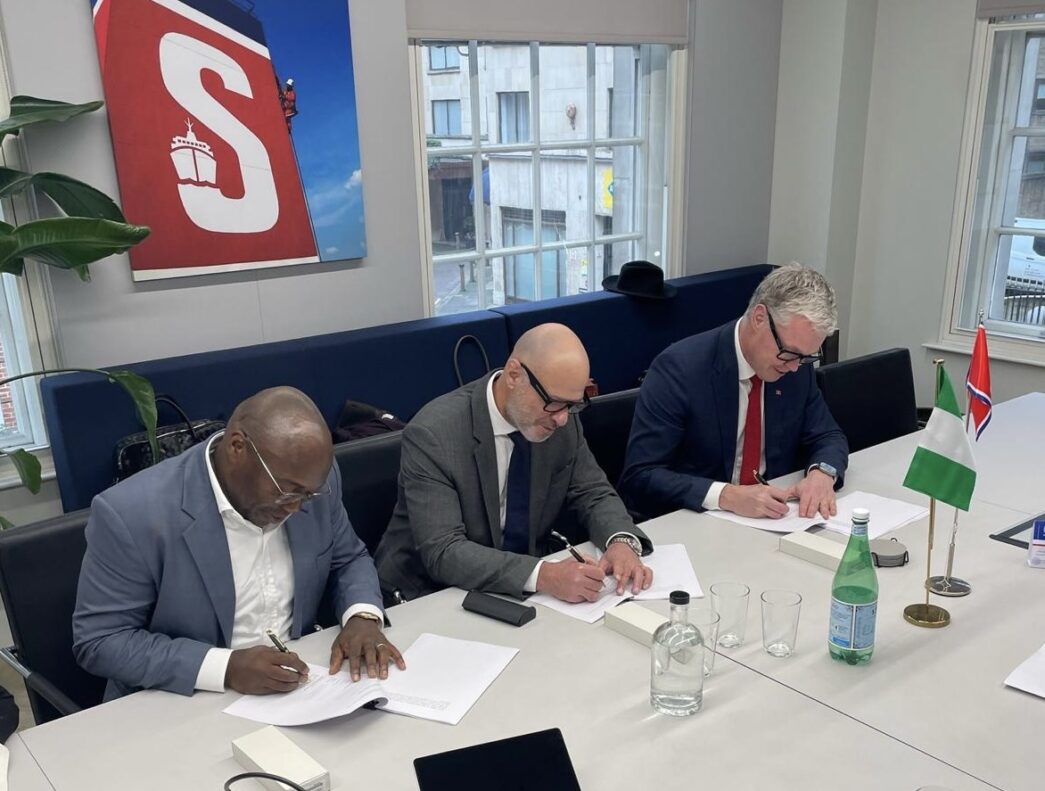 Executives of the NNPC shipping, Stena Bulk and Caverton Maritime sign a joint venture