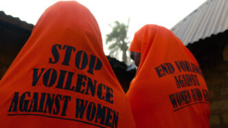 Stop violence against women message. Photo credit: International Alert/ Imaobong Edukere