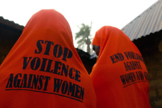 Stop violence against women message. Photo credit: International Alert/ Imaobong Edukere