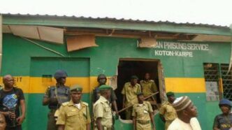 photo of broken wall prison inmates escaped through in Koton Karfe, Kogi state