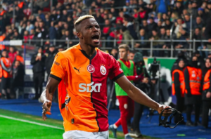 Osimhen celebrates as he scores his 22nd goal for Galatasaray