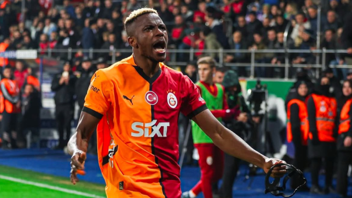 Osimhen celebrates as he scores his 22nd goal for Galatasaray