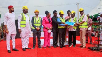 A photo from the flagging-off ceremony of the Benin-Asaba road project