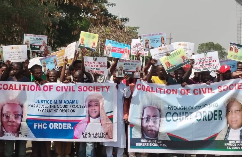 protesters at NJC headquarters