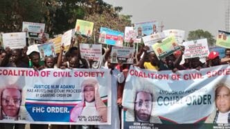 protesters at NJC headquarters