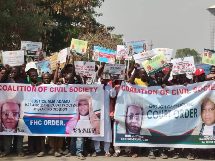 protesters at NJC headquarters